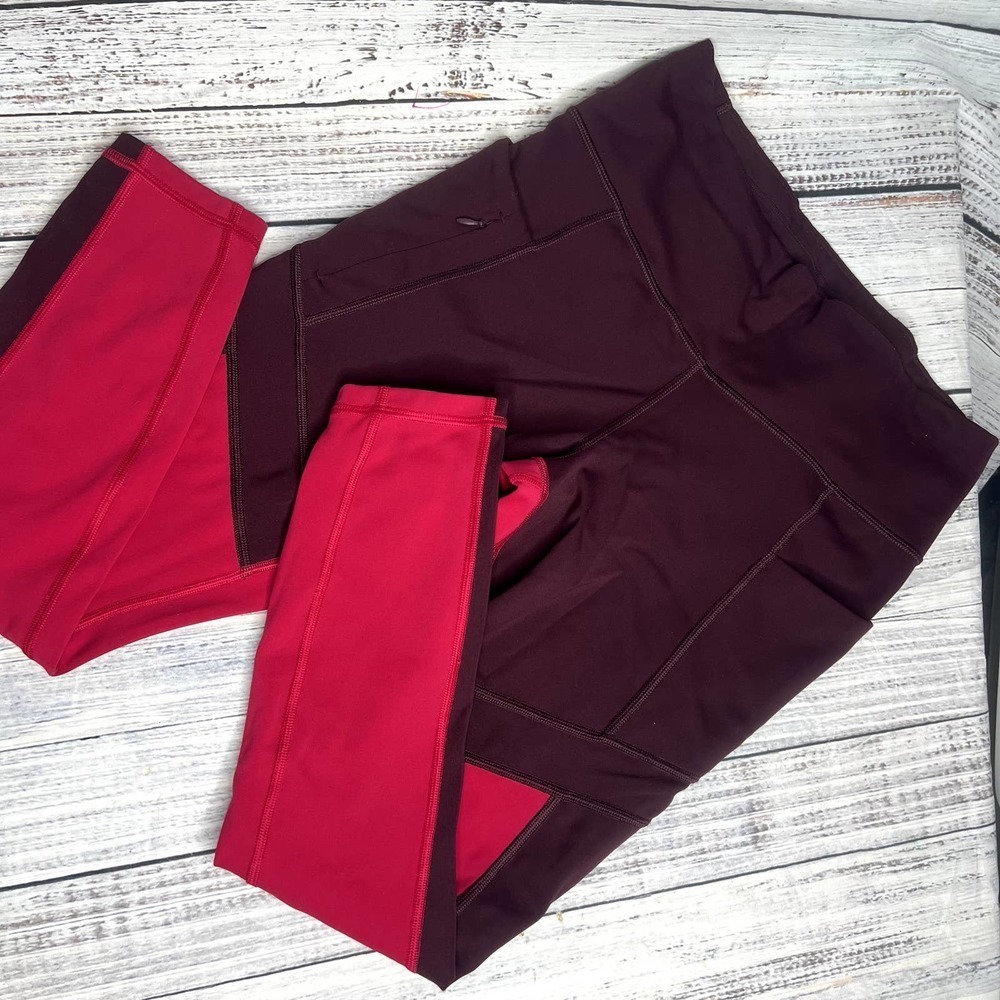 Athleta All In Structure 7/8 Tights Maroon Med - Picture 2 of 5